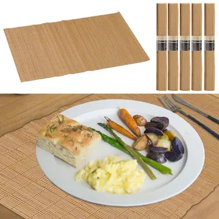 Bambus Tischset 6er Set | 45x30cm braun | Platzmatte Platzset Tischuntersetzer abwaschbar (1 x 6er Set Tischset braun)