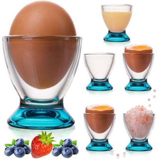 PLATINUX Eierbecher Blaue Eierbecher, (6 Stück), Eierständer Eierhalter Frühstück Egg-Cup Brunch Geschirrset blau