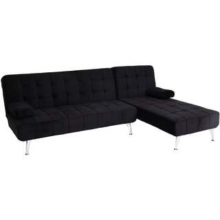 Schlafsofa MCW-K22, Couch Ecksofa Sofa, Liegefläche links/rechts Schlaffunktion 236cm ~ Samt schwarz