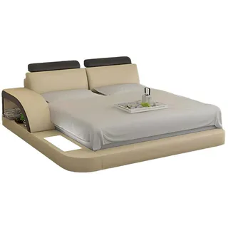 Xlmoebel Lederbett Beleuchtetes Luxus-Lederbett LB8808 mit eleganter Polsterung (Bett, Bett LB8808), Hergestellt in Europa