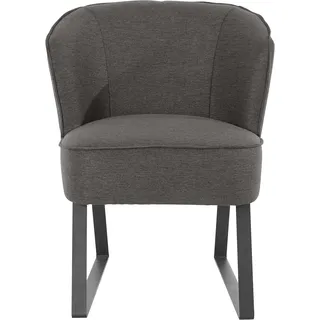 exxpo - sofa fashion Sessel Americano Bezug in verschiedenen Qualitäten 66 x 80 x 69 cm Grau mit Keder und Metallfüßen