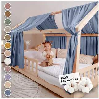 lilimaus Betthimmel Hausbett Himmel 2er-Set aus 100% Musselin - für Kinderbett (1-tlg), Set mit 2 abgestimmten Stoffbahnen - weich & schnell montiert blau 67 cm x 320 cm