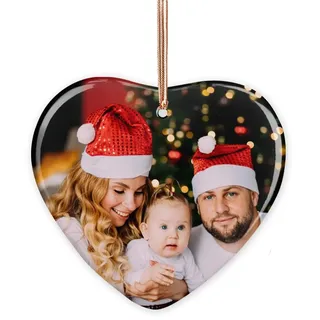 Personalisierte Weihnachtskugeln für Familie mit Foto, Keramik Weihnachtskugeln mit Namen und Foto, Personalisierte Geschenke für Opa, Oma, Papa und Mama...