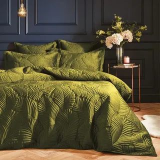 Paoletti - "Palmeria" Gesteppt-Bettwäsche-Set, Samt RV3326 (Einzelbett) (Moosgrün) - Grün