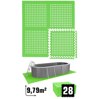 eyepower Bodenmatte 9,8 m2 Poolunterlage 28 EVA Matten 62x62 cm Set, Stecksystem rutschfest Grün grün