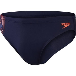 SPEEDO Badehose TECH PNL 7CM BRF AM NAVY/ORANGE, True Navy/Volcanic Orange/True Cobalt, 7