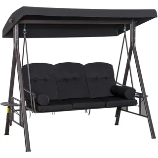 Outsunny - 3-Sitzer Hollywoodschaukel - 116 x 206 x 183 cm - Metall und Polyester - schwarz