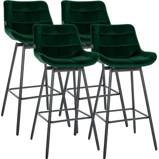 CLP 4er Set Barhocker Weston Schwenkbar Dunkelgrün/Samt