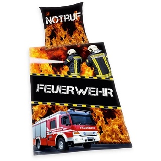 Kinderbettwäsche Herding Bettwäsche Feuerwehr Notruf 80 x 80 und 135 x 200 cm, Herding