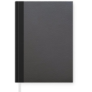 MuchoWow Notizbuch Leder - Strukturiert - Leder-Optik - Grau, Journal, Merkzettel, Tagebuch, Notizheft, A5, 98 Seiten, Haushaltsbuch bunt