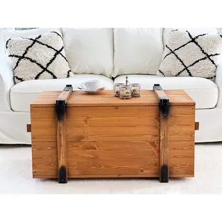 Truhe Couchtisch Holz massiv Wohnzimmertisch Truhentisch Kiste vintage shabby M