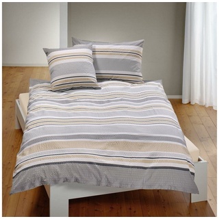 Bettwäsche »Amelie«, TRAUMSCHLAF, Seersucker, 2 teilig, bügelfreie Seersucker Qualität grau 1 St. x 135 cm x 200 cm