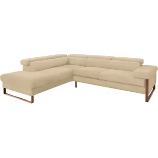 W.Schillig Ecksofa "finn, Designsofa mit tollem Sitzkomfort, bequem, L-Form", beige (sahara s37), B:281cm H:71cm T:230cm, Flachgewebe S22 (100% Polyester);Stoff S37 (100% Polyester);Longlife Xtra-Leder Z59: Glattleder mit modischer Prägung.