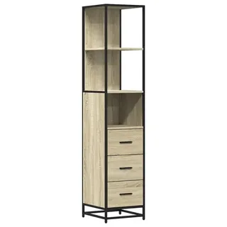 Helloshop26 - Badezimmerschrank mit Stauraum im Vintage-Design 35 x 37,5 x 166 cm Holzwerkstoff Sonoma-Eiche