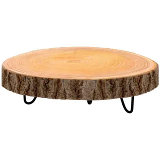Spetebo Beistelltisch Mini Beistelltisch Baumscheibe - ca. Ø 25 cm (Stück, 1-St., kleiner Holztisch), Blumenhocker Pflanzenteller Dekoteller braun|schwarz