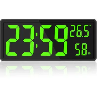 Große Digitale Wanduhr Mit Temperatur- Und Luftfeuchtigkeitsanzeige, Digitale Wanduhr Mit Led-ziffern Für Schlafzimmer Und Büro, Gut Lesbar Auch Für Ältere Menschen.