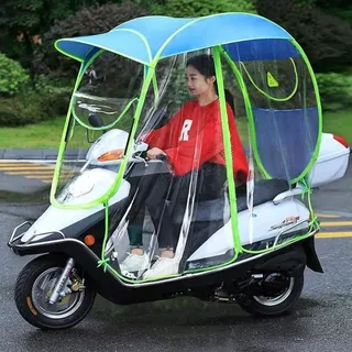 WTBHDUK Regendach für Elektromobile, wasserdicht, Polyester und PVC, universelle Passform, Scooter-Abdeckung, universelle Sonnenschutzabdeckung für Elektromotorräder, Blau C