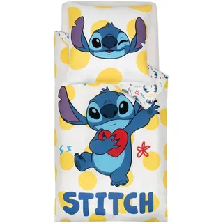 Disney Home Stitch Bettwäsche-Set 2 teilig - Bettwäsche 135x200 und Kopfkissenbezug 80x80-100% Baumwolle Super Weich - Doppelseitiger Kinder Bettwäsche für Jungen und Mädchen