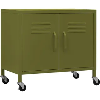 vidaXL Lagerschrank Olivgrün 60x35x56cm Stahl Sideboard Schrank mit Rollen Büroschrank Metallschrank Aufbewahrungsschrank Büromöbel Stahlschrank