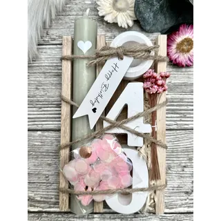 40. Geburtstagsgeschenk für Frauen - schöne Geschenke für Frauen - tolle Holzbox zum Verschenken - Geburtstagskerze - Trockenblumen - Happy Birthday to you - Geschenk Freundin Geburtstag