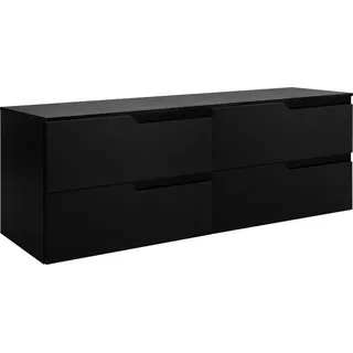RODAN | Waschbeckenunterschrank - Schwarz - 120 cm - Mit Tischplatte - 4 Schubladen - Hängend - MDF Fronten - MODERN - Schwarz