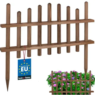 KOTARBAU® Gartenzaun zum Stecken Kiefernholz imprägniert Wenge 60 cm Deko Zaun Garten Staketenzaun Beetzaun Holz Zierzaun zum Stecken Beetumrandu...
