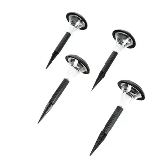 4er Set Solarleuchten für Garten, Terrasse, Gehweg, Solarlampe mit je 1 LED, Bodenspieß, Akku, An/Aus-Schalter, 6-8 Std. Leuchtdauer, Kunststoff,... - Schwarz