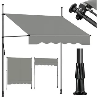 Sekey Klemmmarkise Markise für balkon mit Kurbel Sonnenschutz ohne Bohren UV-beständig B x H: 300 x 212-310 cm, Hellgrau grau 300 cm