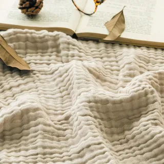rialgirw Musselin Decke – 100% Musselin Baumwolle, 6-lagige Sanfte Musselindecke Sommer, Art Kuscheldecke für Erwachsene Baby, as Cuddly Blanket, Sofa, Bed, Couch Throw (Hellbeige, 230 * 280cm)