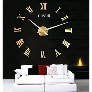 GMMH Wanduhr Gold Selbst gestaltbar Do-it-Yourself XXL 100-130 cm römische Zahl Wandtattoo