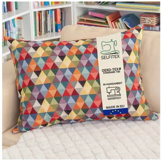 Selfitex Dekokissen XXL 60x80, inkl. Füllkissen, bunter Gobelin-Stoff, Sofakissen aus einer Baumwollmischung, für Bett und Couch. bunt