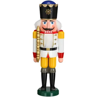 Seiffener Volkskunst | Nussknacker aus dem Erzgebirge | König mit Zepter 39 cm | Nussknackerfigur Deko Figur | Original Erzgebirgische Volkskunst | 11201/3 | weiß