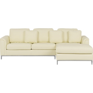 Beliani, Sofa, Linkes Leder-Ecksofa beige Farbe OSLO (Ecksofa)
