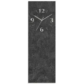 ARTLAND Wanddeko Wanduhr ohne Tickgeräusche aus Glas Funkuhr 20x60 cm Rechteckig Lautlos 20x60 cm Granitoptik Gesteinoptik Anthrazit J4XM