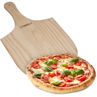 Relaxdays Pizzaschieber aus Holz, mit handlichem Griff, für Brot & Flammkuchen, Pizzaschaufel, BxT: 30,5 x 54 cm, natur