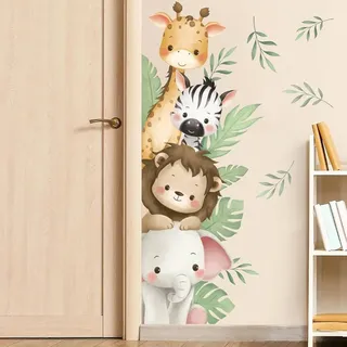 Wandsticker 3 Stück, Dschungel-Tiere, Vinyl, für Kinderzimmer