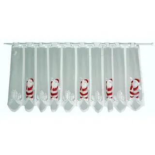 Clever-Kauf-24 Scheibengardine Stangendurchzug 50 x 140 cm Rot/Transparent/Weiß 1 St