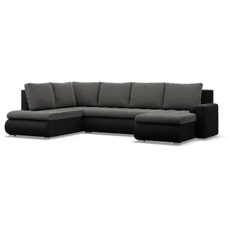 mebligo Eckcouch Textil 3-Sitzer Dunkelgrau