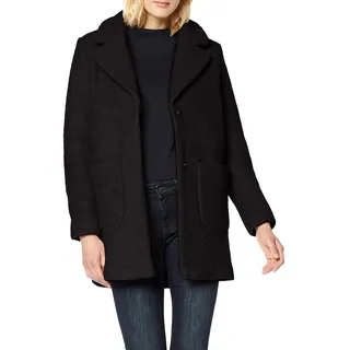 ICHI IHSTIPA JA Damen Wintermantel Wollmantel Winterjacke Kurzmantel mit Druckknöpfen und Reverskragen, Größe:38, Farbe:Black (194008) - 38