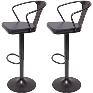 MCW Barhocker H10b 2er-Set höhenverstellbar drehbar Vintage Schwarz/Grau