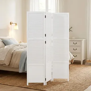 Homestyle4u 3-tlg. Paravent in Weiß 130x175 cm 892