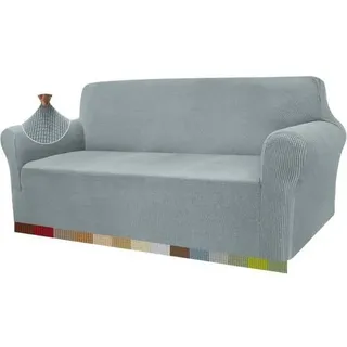Sofabezug Stretch Jacquard elastisch Sofahusse 3 Sitzer Neutral Grau