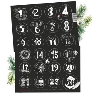 Adventskalender Zahlen Aufkleber - 24 Sticker Zahlenaufkleber 1-24 Weihnachten | Einzigartige Adventsaufkleber für besondere Momente | Adventkalen...