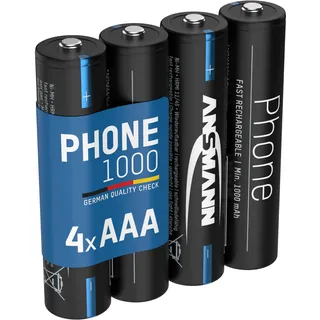 Ansmann Akku AAA, 1000 mAh NiMH 1,2V - 4 Stück wiederaufladbar | Grün