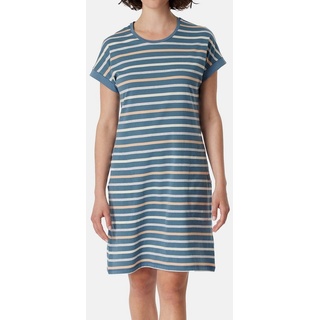 Schiesser Nachthemd Casual Essentials (1-tlg) Nachthemd - Baumwolle - Atmungsaktiv - Gesamtlänge 95 cm blau|grau 38