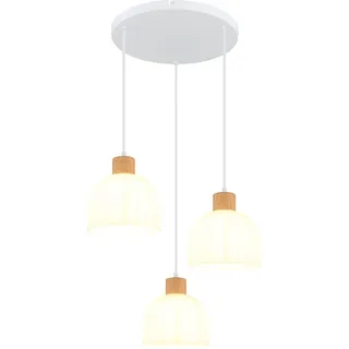 GLOBO LED Pendelleuchte 3-flg. 51 cm rund/Glas/Holz/Metall