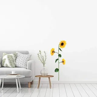 Ambiance Sticker Wandaufkleber-Dekorationsklebstoffe Blumen Sonnenblumen Wandtattoo für Baby, Kinderzimmer und Wohnzimmer - H50 x L30 cm