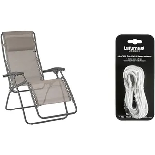 Lafuma Mobilier Relax-Liegestuhl, Klappbar und verstellbar & Elastische Schnürsenkel mit Spitzen für RSX/RSXA, Set mit 4 Schnürsenkeln, Farbe Weiß, LFM2322-0020 (Verpackung kann variieren)