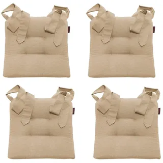 MAGMA Fino Stuhlkissen Sitzkissen Schleifenband Auflage Polster Stuhl Stuhlauflage Rattanstühle extra dick Esszimmerstühle 4er Set Indoor Outdoor (Beige)