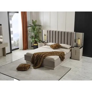 JVmoebel Schlafzimmer-Set Exklusives Designer Schlafzimmer Set in luxuriösem Grauton, (3-tlg), Made in Europa grau